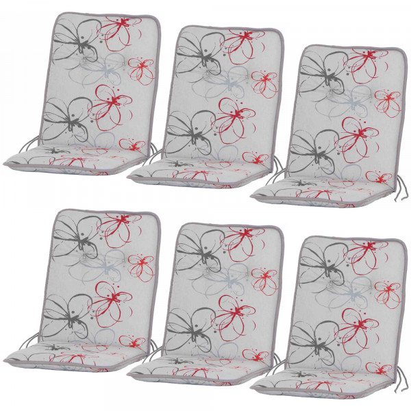 SIENA GARDEN Elda Sesselauflagen SET 6-teilig Blume rot