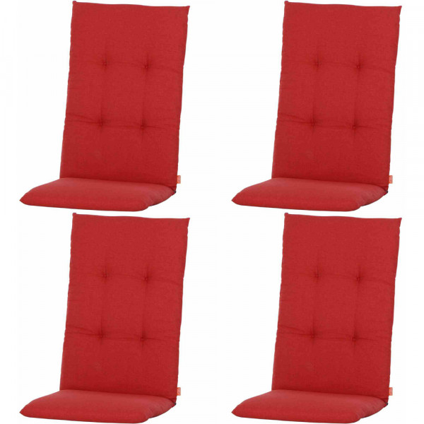 SIENA GARDEN Mirach Sesselauflagen SET 4-teilig uni rot 120 cm