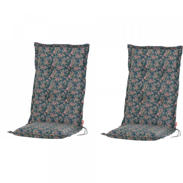 SIENA GARDEN Xora Sesselauflagen SET 2-teilig Blume petrol 120 cm